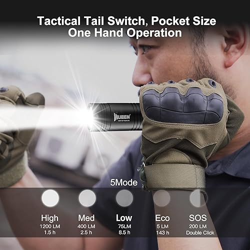 Miniatura 3 de Linternas recargables de 1200 lúmenes, linternas tácticas recargables USB IP68 impermeables, luces de flash EDC, 5 modos para emergencia, rescate,