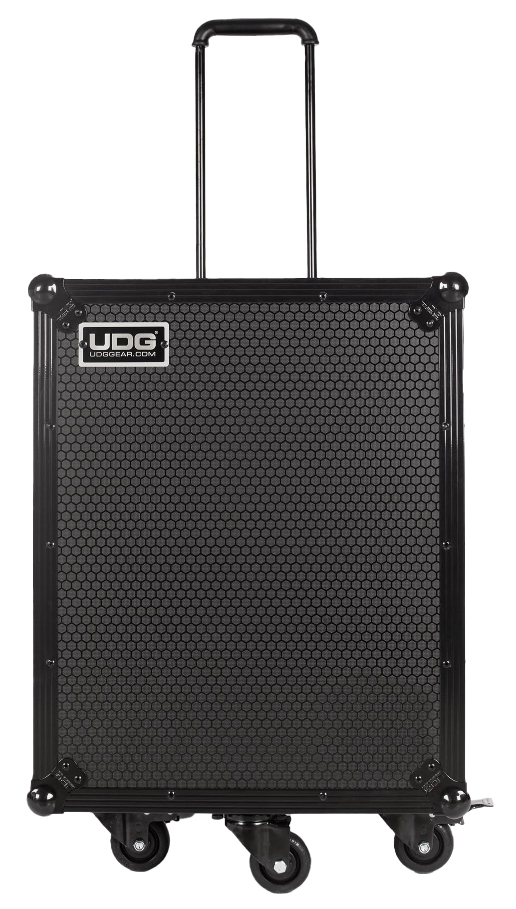 UDG Ultimate Flightcase 4 CDJ/Mixer Plus Rollen, Schwarz (U91101BL) | 9-mm-Sperrholzschale; Schmetterlingsverriegelungen; verstärkte Eckschützer; Trolley- und Radsystem; Schauminnere