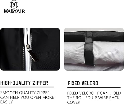 Miniatura 6 de Cubierta impermeable para estantes de alambre, resistente Oxford 600D a prueba de polvo, almacenamiento al aire libre con cremallera, 30 pulgadas de