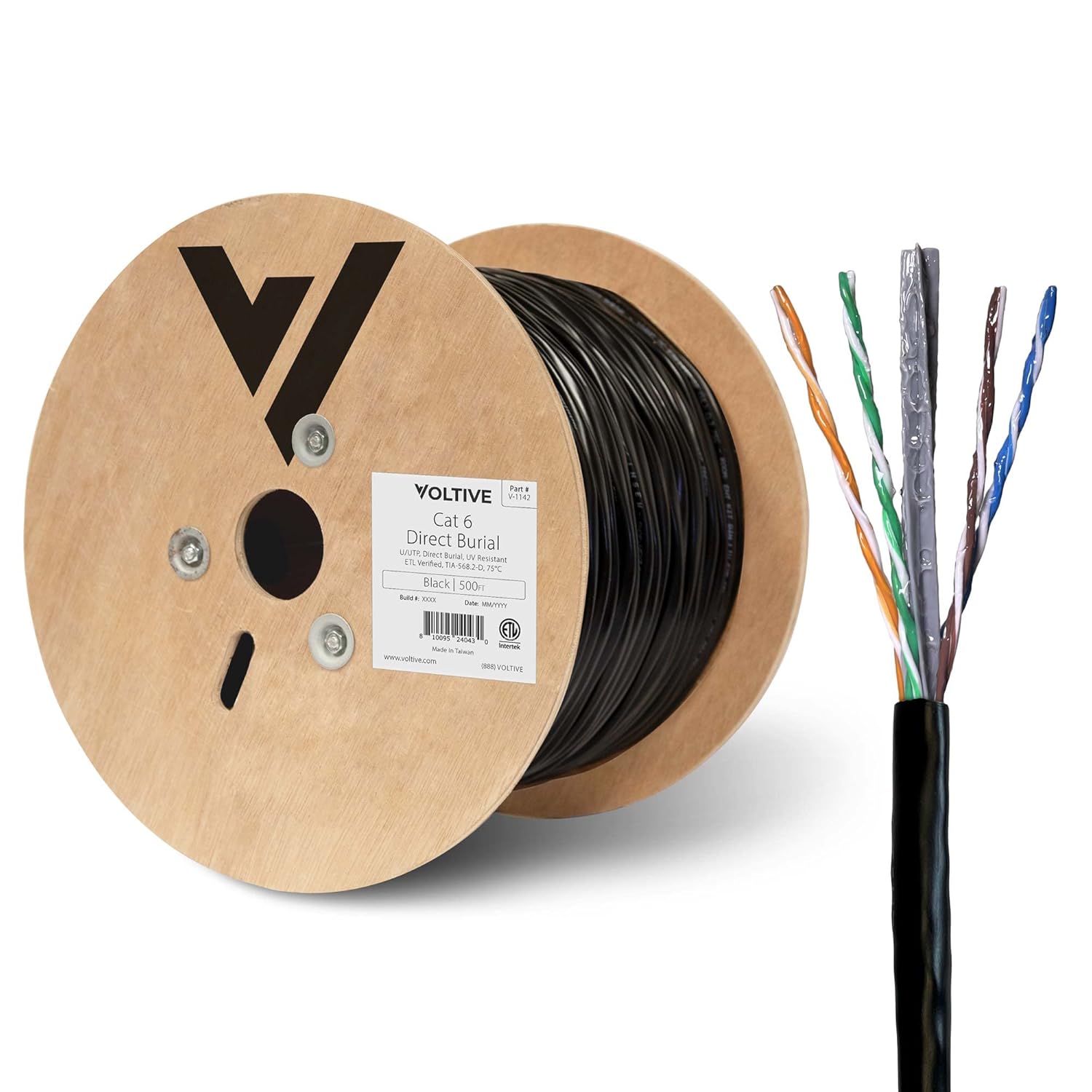 Buy Voltive Cat6 Direct Burial, Gel Filled, 500ft, Black UV Resistant