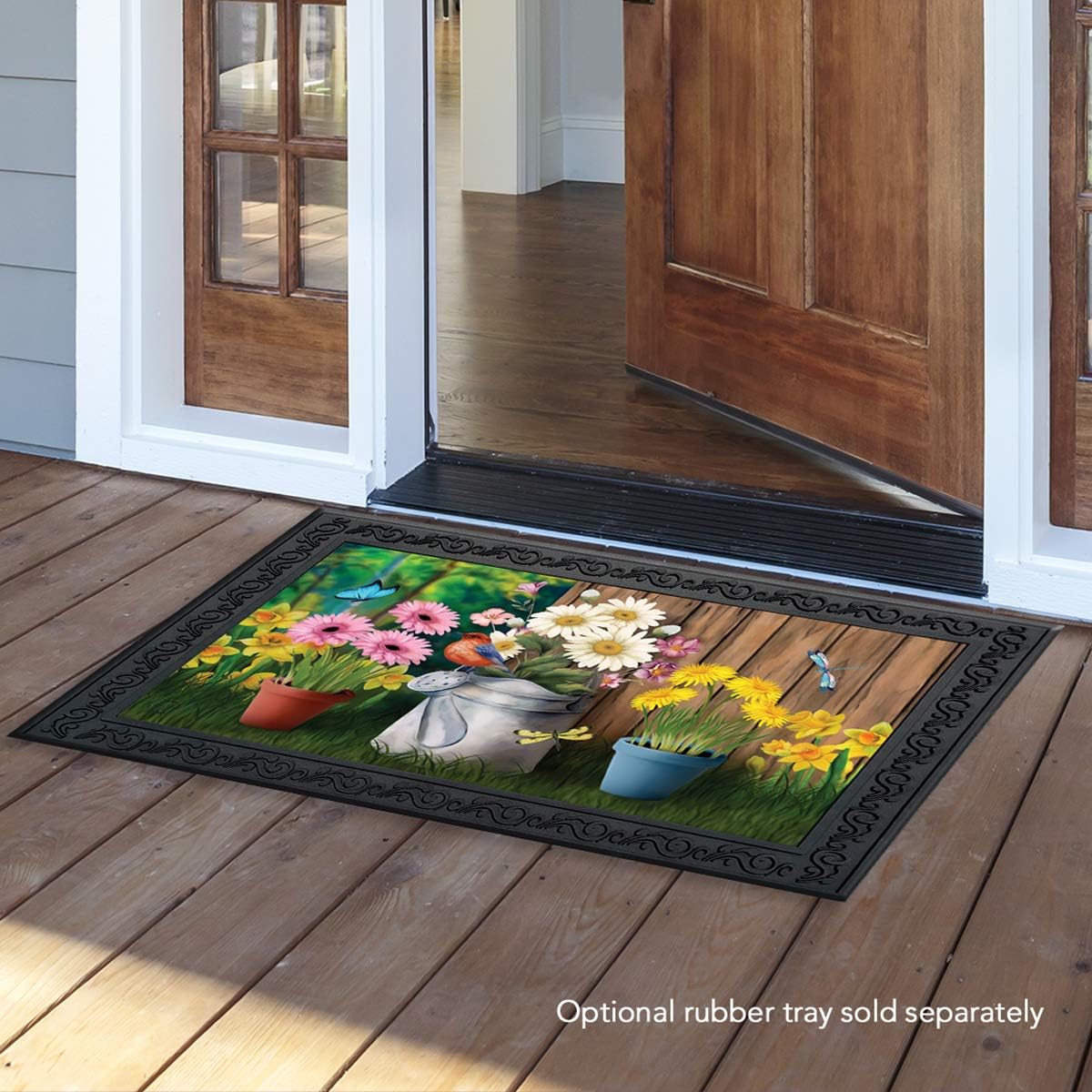 Briarwood Lane Spring Jubilee Floral Doormat Watering Can Indoor Outdoor 30 x 18