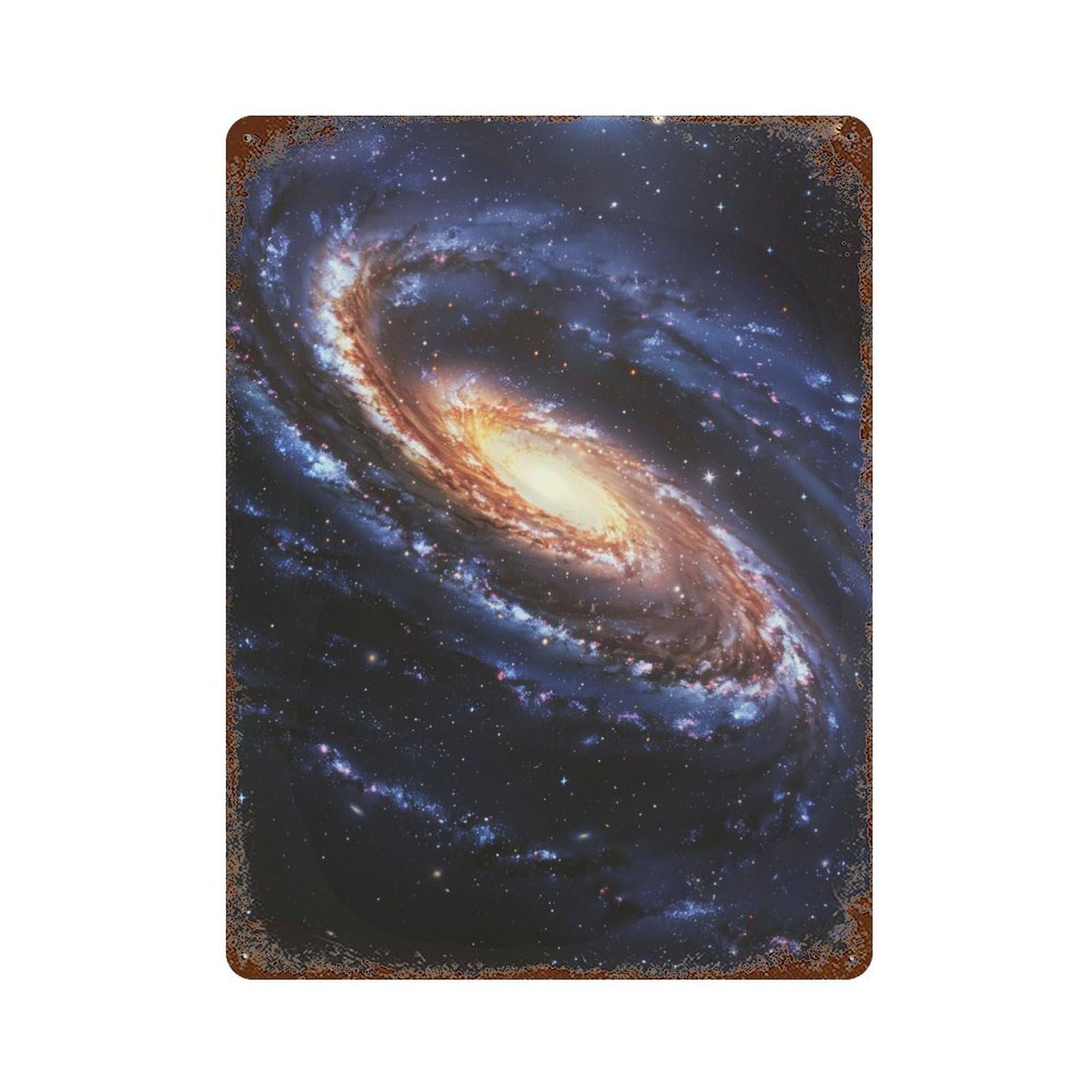 Distressed Metal Wall Sign Galactic Swirl 15.7"x11.8", Vintage Wall Decor for Garage, Bar And Workshop Decor