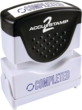 AccuStamp2 Completed Stamp, Shutter Pre-Inked One-Color COMPLETED Stamp, 1/2" x 1-5/8" Impression, Blue Ink