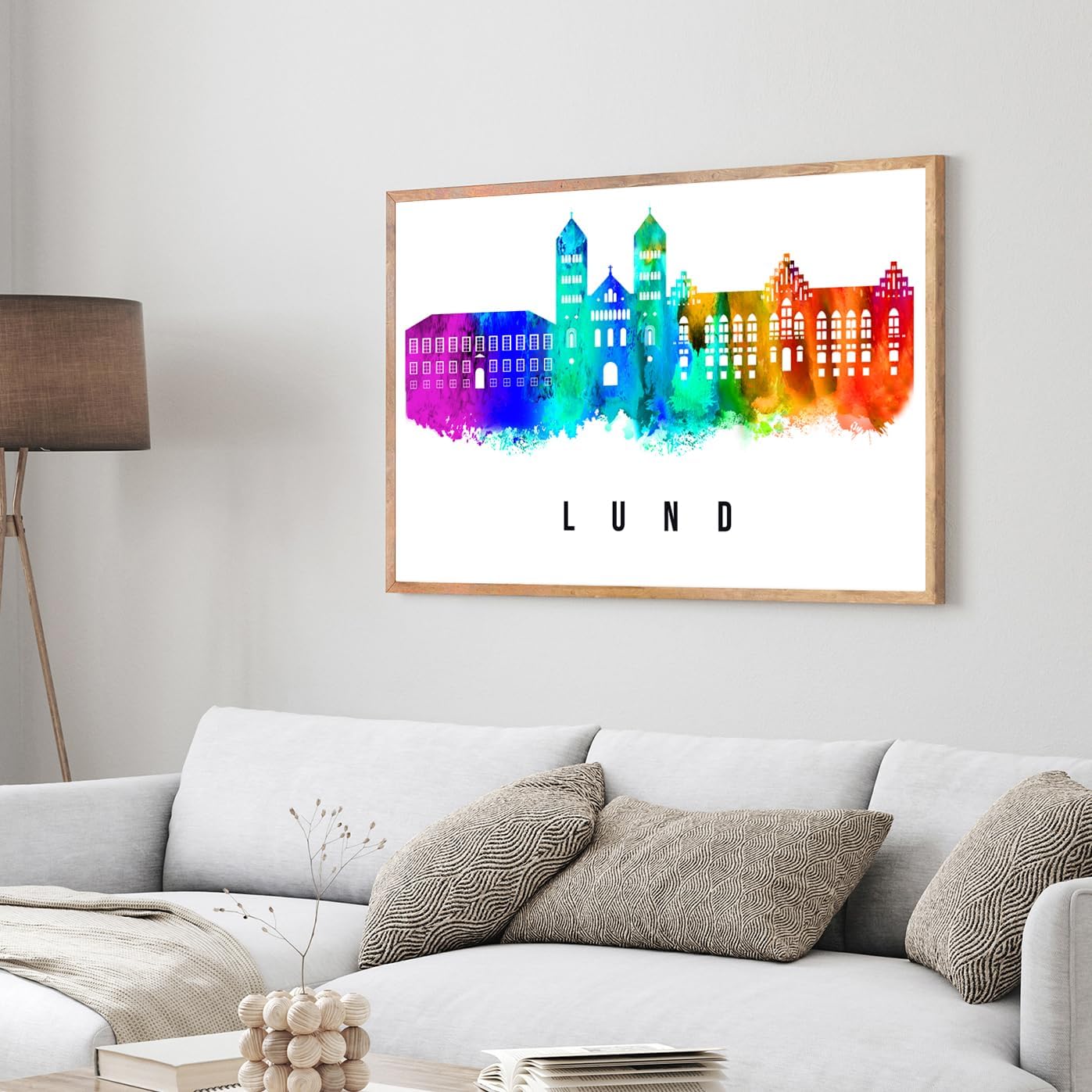 Pera Print Sweden Poster, Sweden-Lund Poster, Sweden Illustration Skyline City Poster, Modern Skyline Poster, Cityscape and Landmark Print, Home-Office Wall Art Decoration