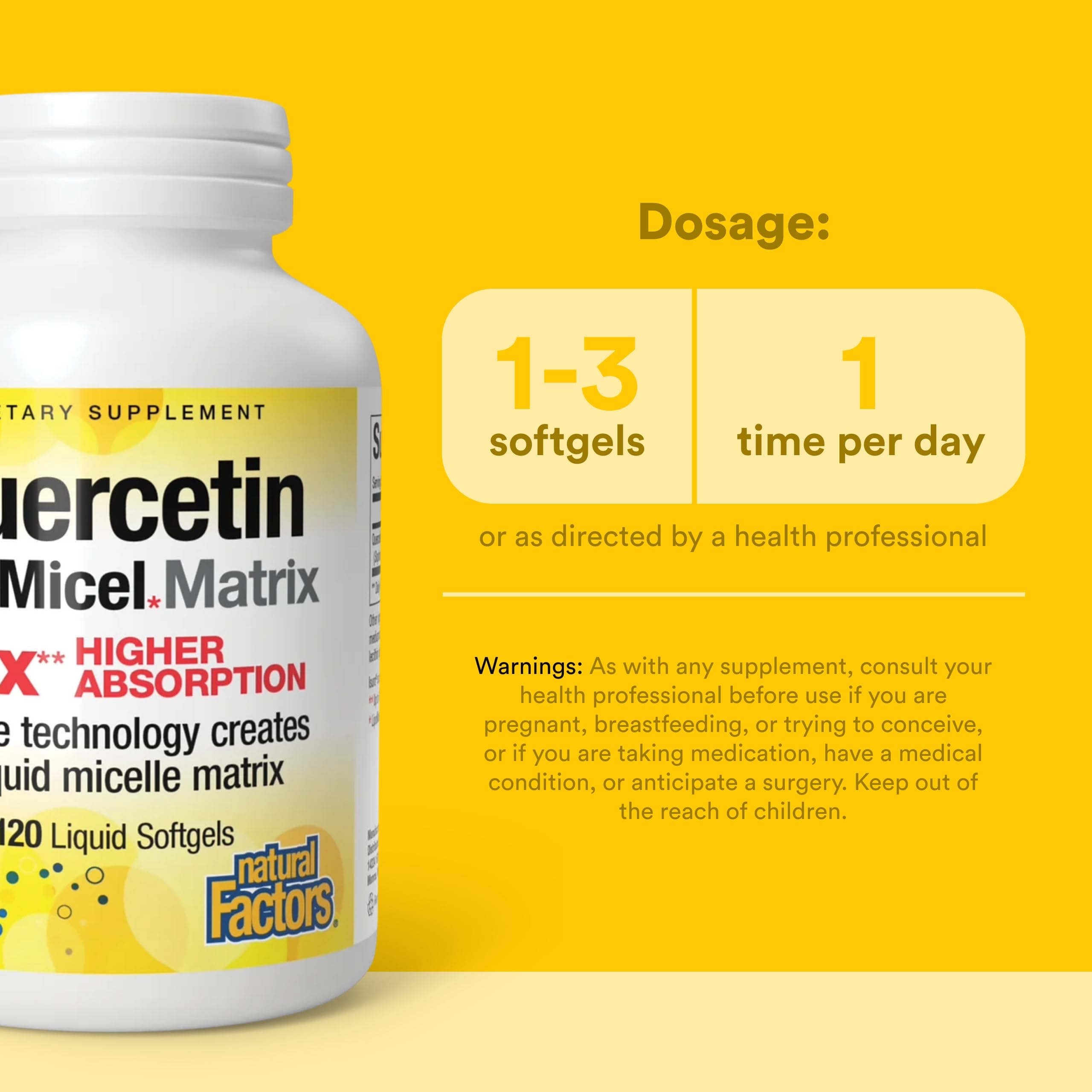 Natural Factors Quercetin LipoMicel Matrix - Supports Immune Health & Capillary Health - Antioxidant Support Supplement with Highly Absorbable Quercetin