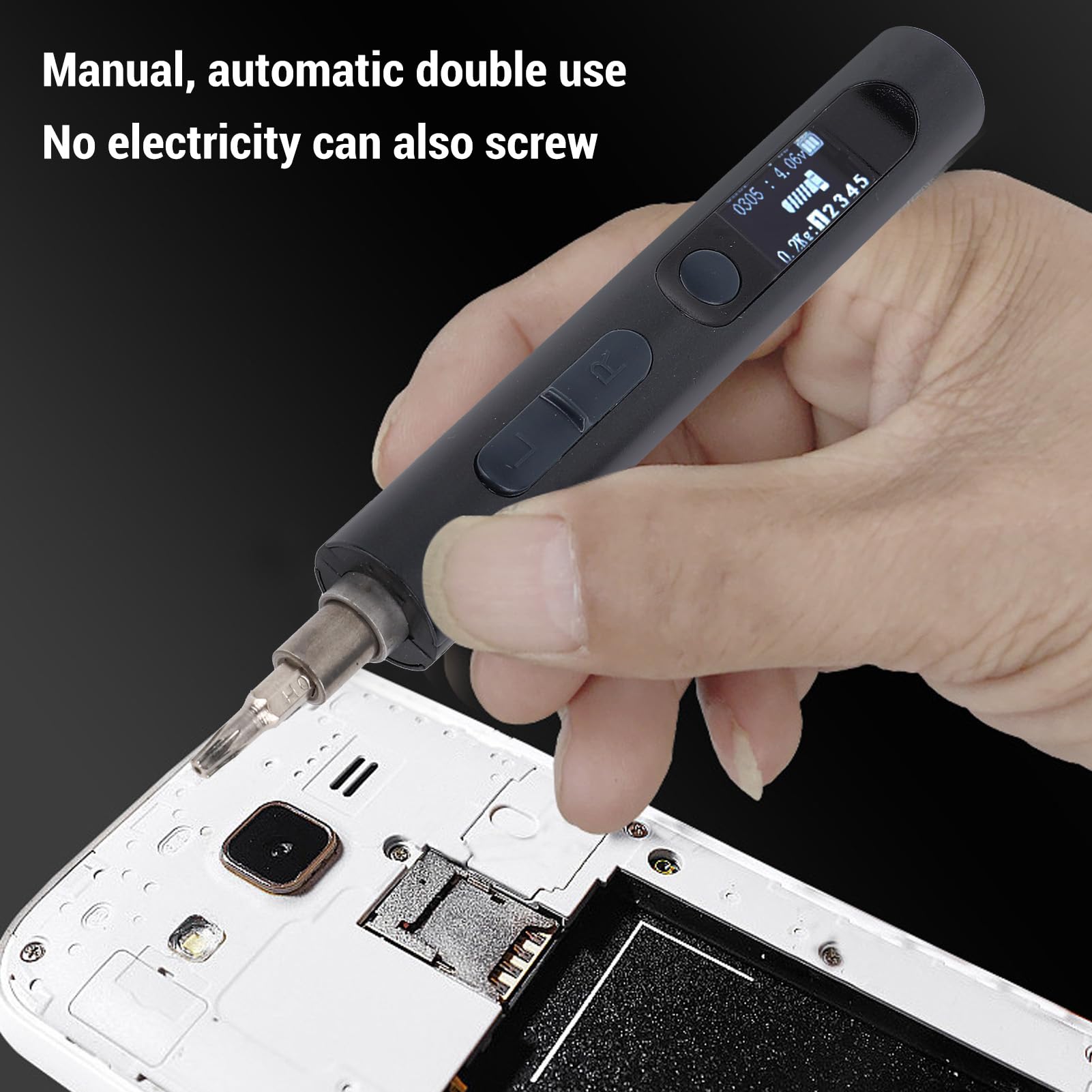 Pwshymi Set of 1 Mini Electric, Adjustable Torsion Power Tool with 32 Bits Rechargeable Battery for Phone Repairing and Handcraft Projects (Black)