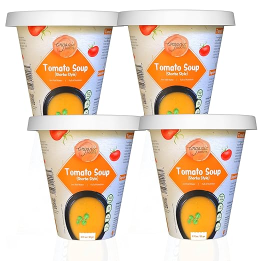 Organic Roots Tomato soup (Shorba Style) | Instant Soup | Ready to Eat Meal | No MSG, No Preservatives | Full Meal (Cup - Pack of 4)