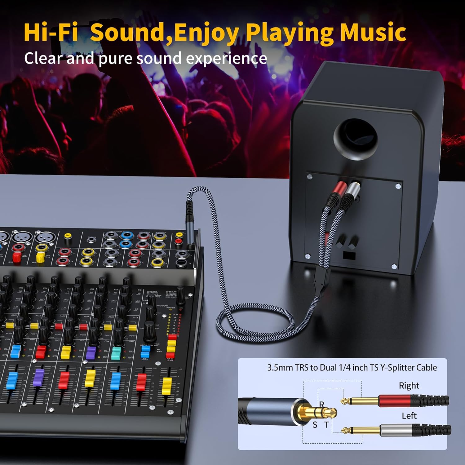 1/8 Stereo to Dual 1/4 Mono Cable 50ft, 3.5mm to Dual 1/4 Cable, 1/8 inch TRS Stereo to Dual 1/4 inch Splitter