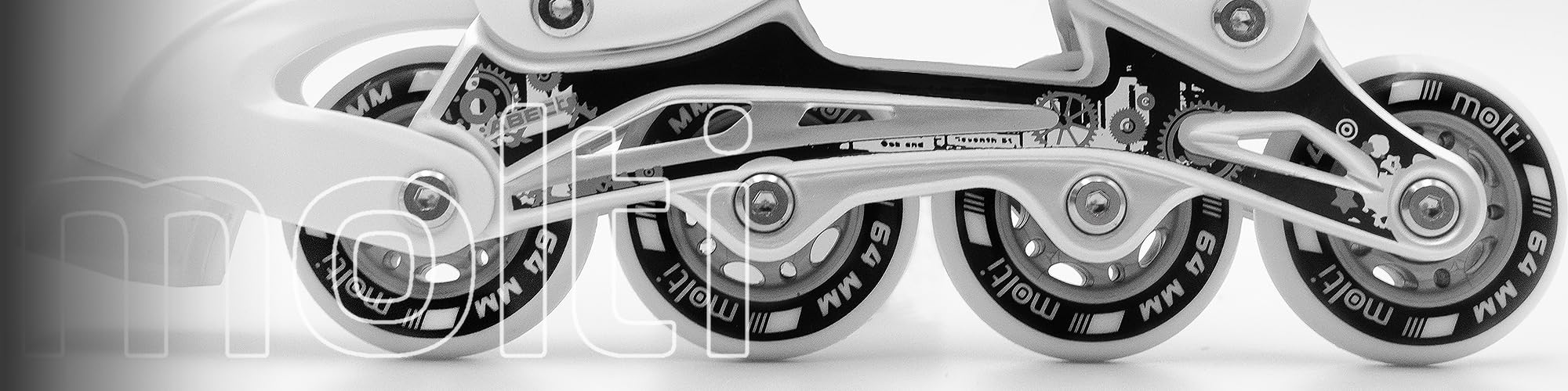 molti Räder mit Kugellager MOLTI ABEC9 8er- Pack Indoor-/Outdoor-Rollschuh Räder Inlin-Skates Freizeitspaß (weiß, 64 mm)