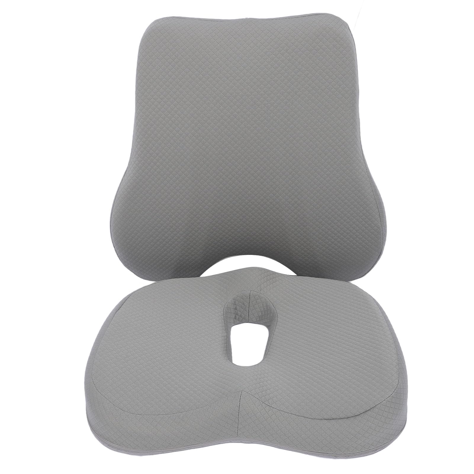 Coussin de siège et oreiller lombaire Pilipane en mousse à mémoire de forme pour chaise, gris