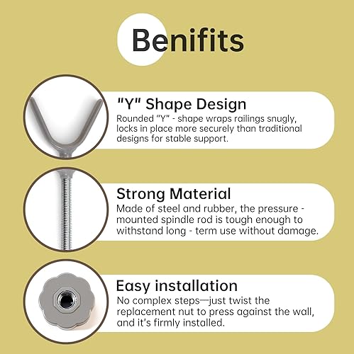 Miniatura 4 de Paquete de 2 adaptadores de barandilla para puerta de bebé, varillas roscadas en Y para montaje a presión para bebé, puertas de seguridad montadas a
