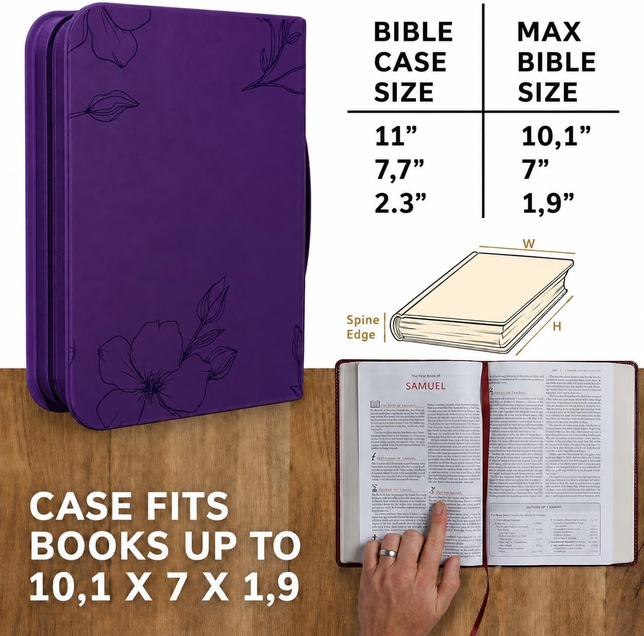 Bible Cover Case for Women - Large Purple Faux Leather Bible Carrying Case image 2