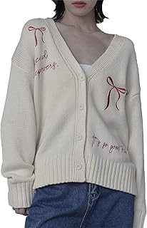 [miette] リボン 刺繍 Vネック カーディガン REXX1036 レディース