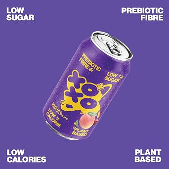 XOXO Tropical Prebiotic Soda (12 x 330ml Cans) | Refreshing Sparkling Prebiotic Drink With 6g of Plant-based Prebiotic Fibre | Natural & Low Sugar & Low Calorie Drink | High in Fibre
