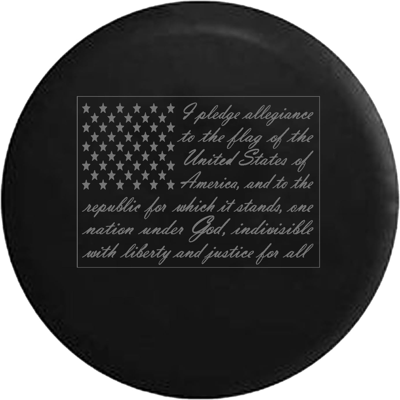 Pledge of Allegiance - United States Patriotic Flag Spare Tire Cover fits SUV Camper RV Accessories White Ink 35 in