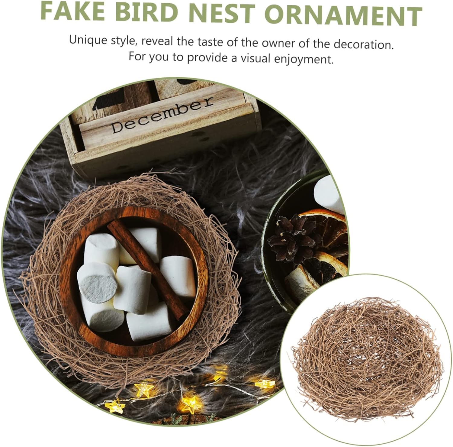 FRCOLOR 5pcs Artificial Rattan Bird Nest Handmade Nest Decor for Photography Props Rattan Ornament for Weddings Easter and Craft Projects