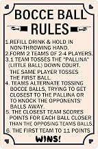 Bocce Ball Rules Metal Sign The First Team To 11 Points Wins Scoring Rules Poster Retro Tin Signs for Home Gate Garden Bars Cafes Office Club Man Cave Decor 12 X 8 Inch