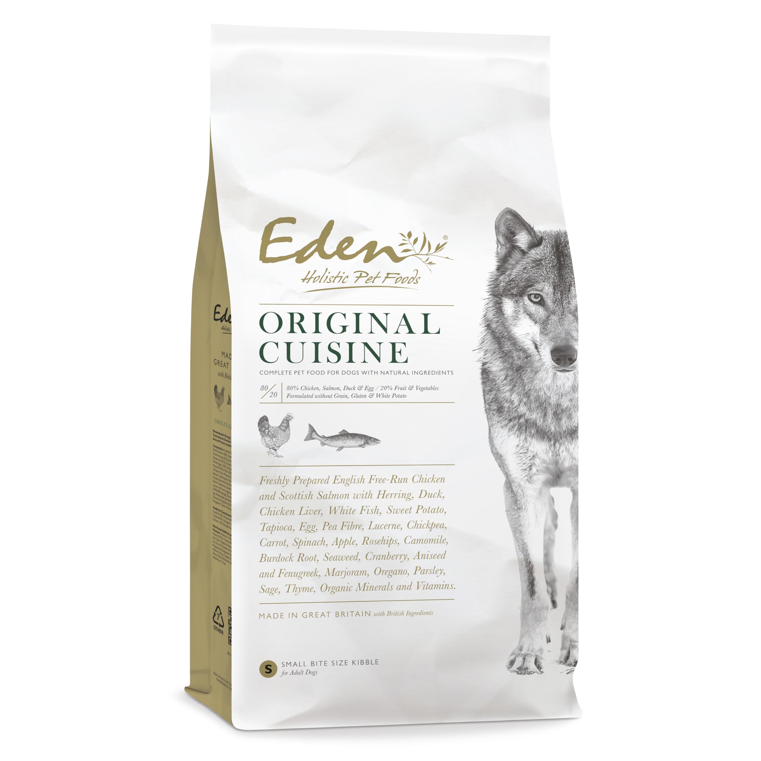 Eden Original Cuisine 12kg Small Kibble. Naturally Complete Premium Dry Dog Food for Adult & Senior Dogs-Chicken, Salmon, Herring, Duck and White Fish. Supports weight management for dogs.