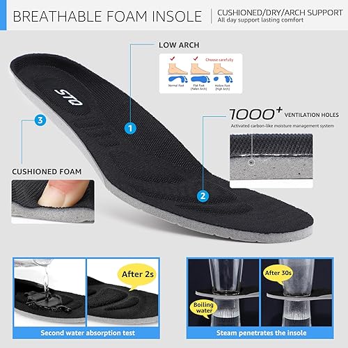 Miniatura 8 de STQ - Zapatos de caminar para mujer, antideslizantes, con suela antideslizante, cómodos, con soporte de arco, para tenis, fascitis plantar,