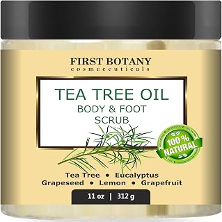 First Botany Natural Tea Tree Oil Salt Scrub for Body & Feet - Acne, Athlete's Foot, Calluses, Odor Relief