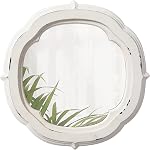 Farmhouse Petit miroir mural à pétoncles pour entrée 8.9 De pouce, suspendu blanc décontraction Quatrefoil décoratif miroir vintage pour salle de bains Vanité, Clover forme Floral bois miroir chambre à coucher