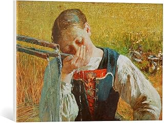 kunst für alle Quadro su Tela: Giovanni Segantini Costume grigionese - Stampa Artistica di Alta qualità, Tela con intelaiatura in Legno, Quadro Pronto per Essere Appeso, 60x40 cm