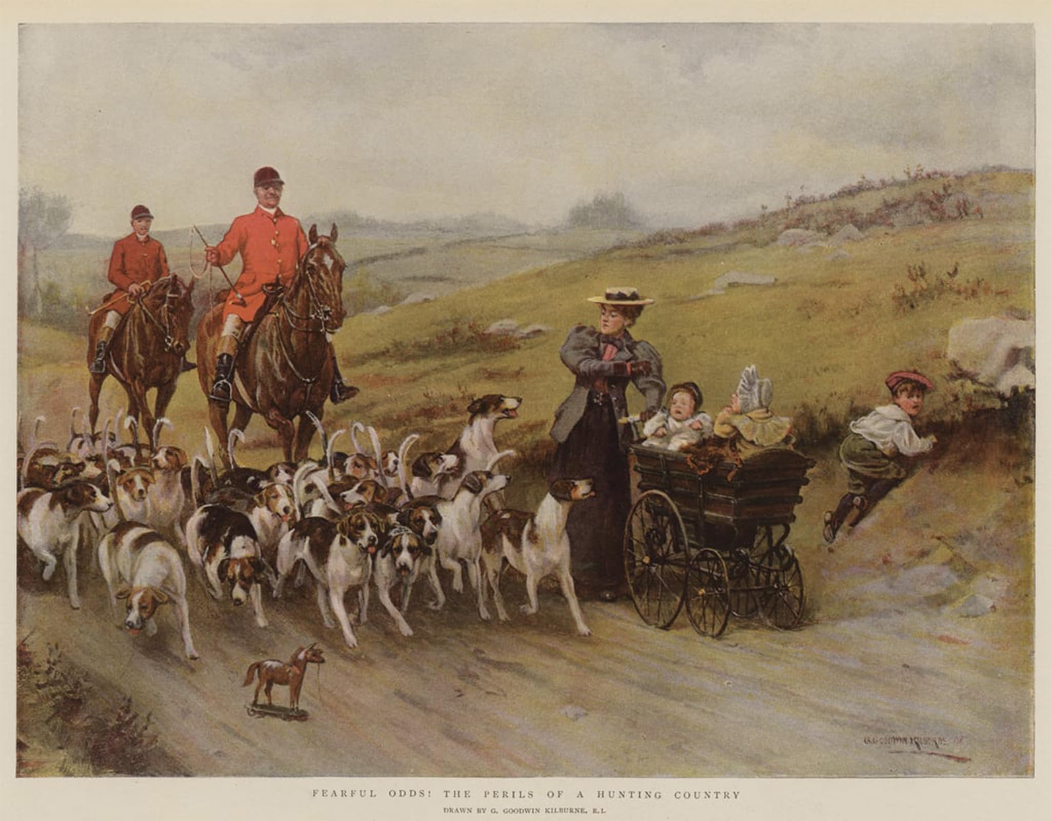 POSTERIIk Vintage Art Print Images Pictures Print Fearful Odds the Perils of a Hunting Country by George Goodwin Kilburne Modern Colour Posters for Office Home Decor 60x90cm