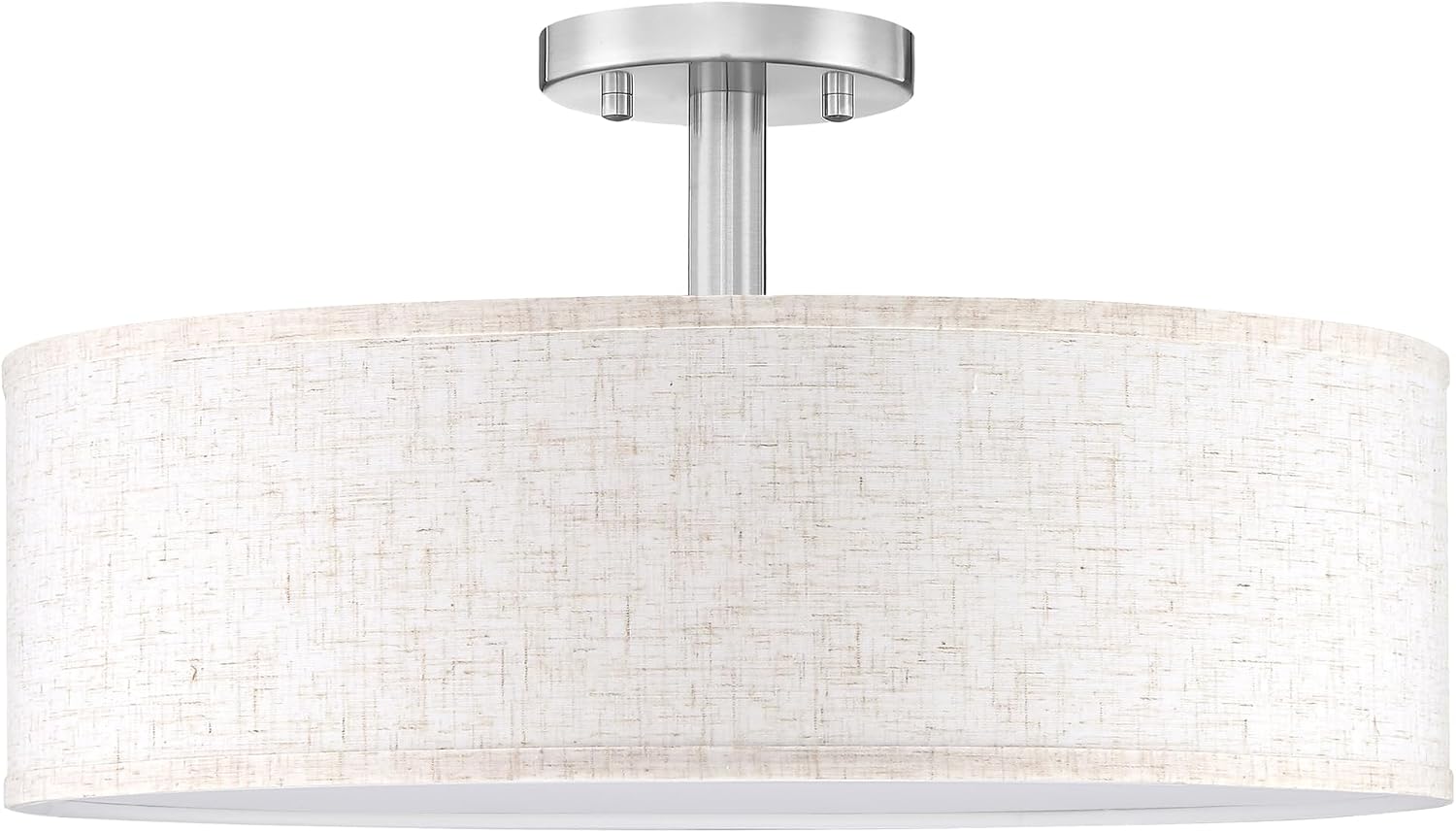 18 Inch Drum Brushed Nickel 4 Light Semi Flush Mount Close to Ceiling Light Fixture,Linen Fabric Shade for Bedroom,Living Room,Dining Room Hallway