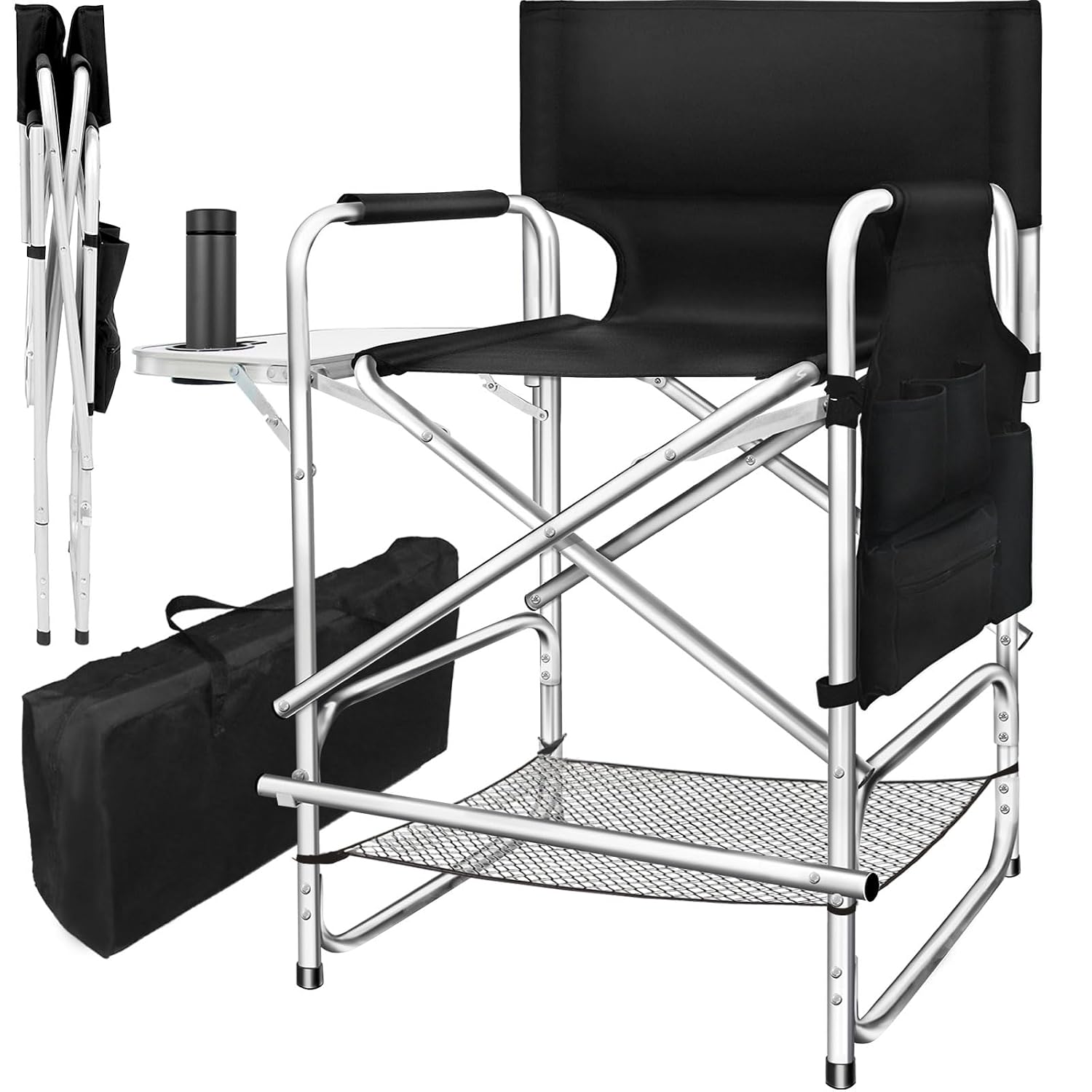AQNIEGEP Makeup Artist Chair for Makeup Artist Directors Chair Tall 41'' Seat Height with Side Table Cup Holder Foot Suppo... - Review, Price and Buying Guide