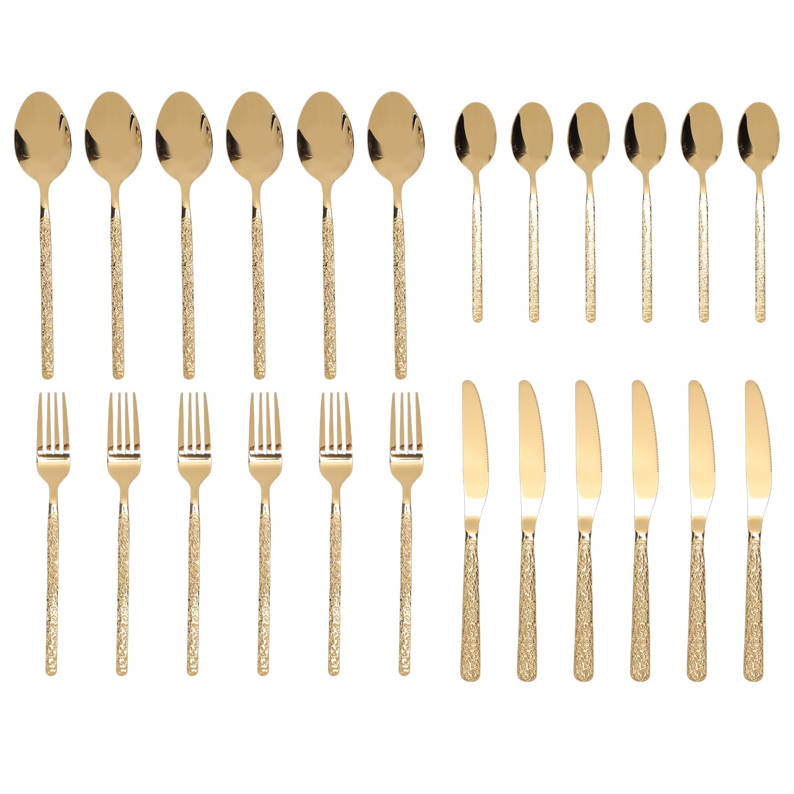 Sonew Juego de Cubiertos de Acero Inoxidable 18/10 de Primera Calidad para 6 Personas, Juego Completo de Cubiertos con Acabado Pulido Espejo, Utensilios Aptos para Lavavajillas para Restaurante,