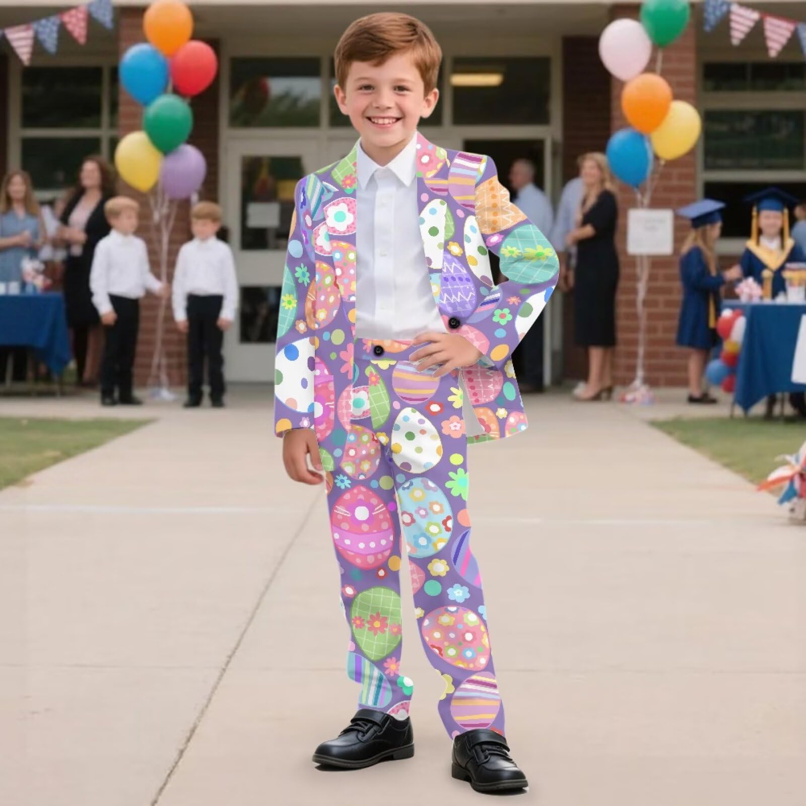 Biyejit 2-teiliges Jungenanzug-Set mit einem Knopf, Blazer und Hose, formelle Smokingjacke für Hochzeit, Party, Outfit, 5–14 Jahre
