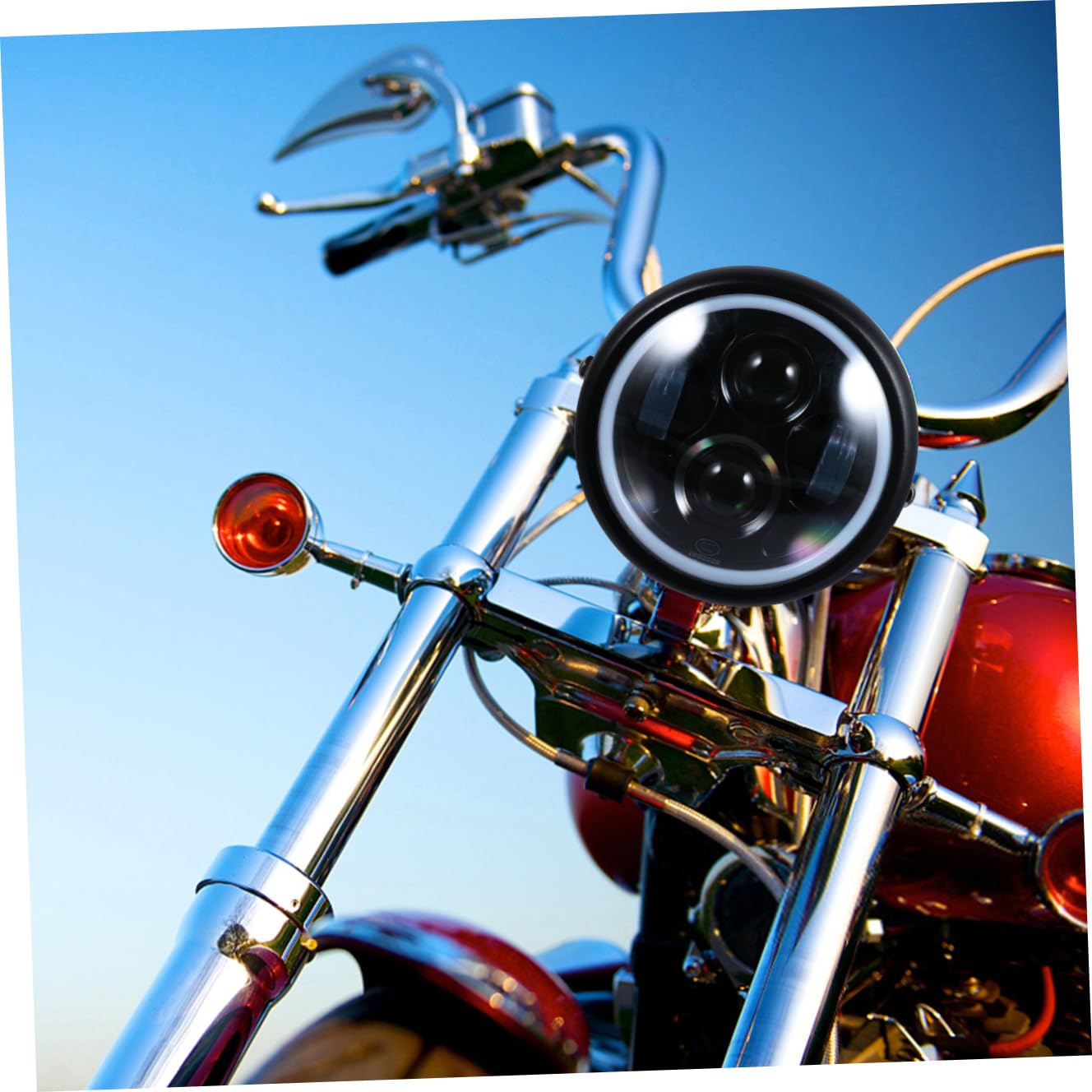 TOYANDONA Faro per Motocicletta LED Retro 35w 12v Nero in Vetro | Acciaio Inossidabile, per Pioggia e Nebbia, Guida Notturna e Uso in Condizioni Severe