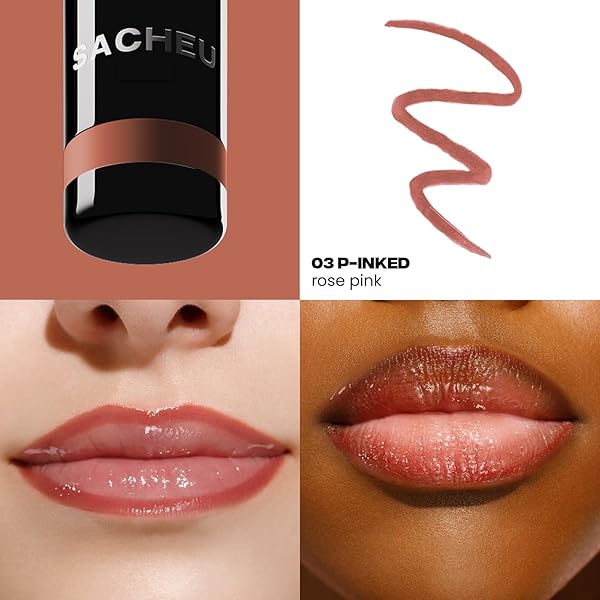 Sacheu Lip Liner STAY-N Peel Off Lip Stain — Long Lasting Waterproof Lip Tint with Hyaluronic Acid & Vitamin E — Transfer Proof Matte Finish, Vegan & Cruelty-Free (p-INKED) - 2