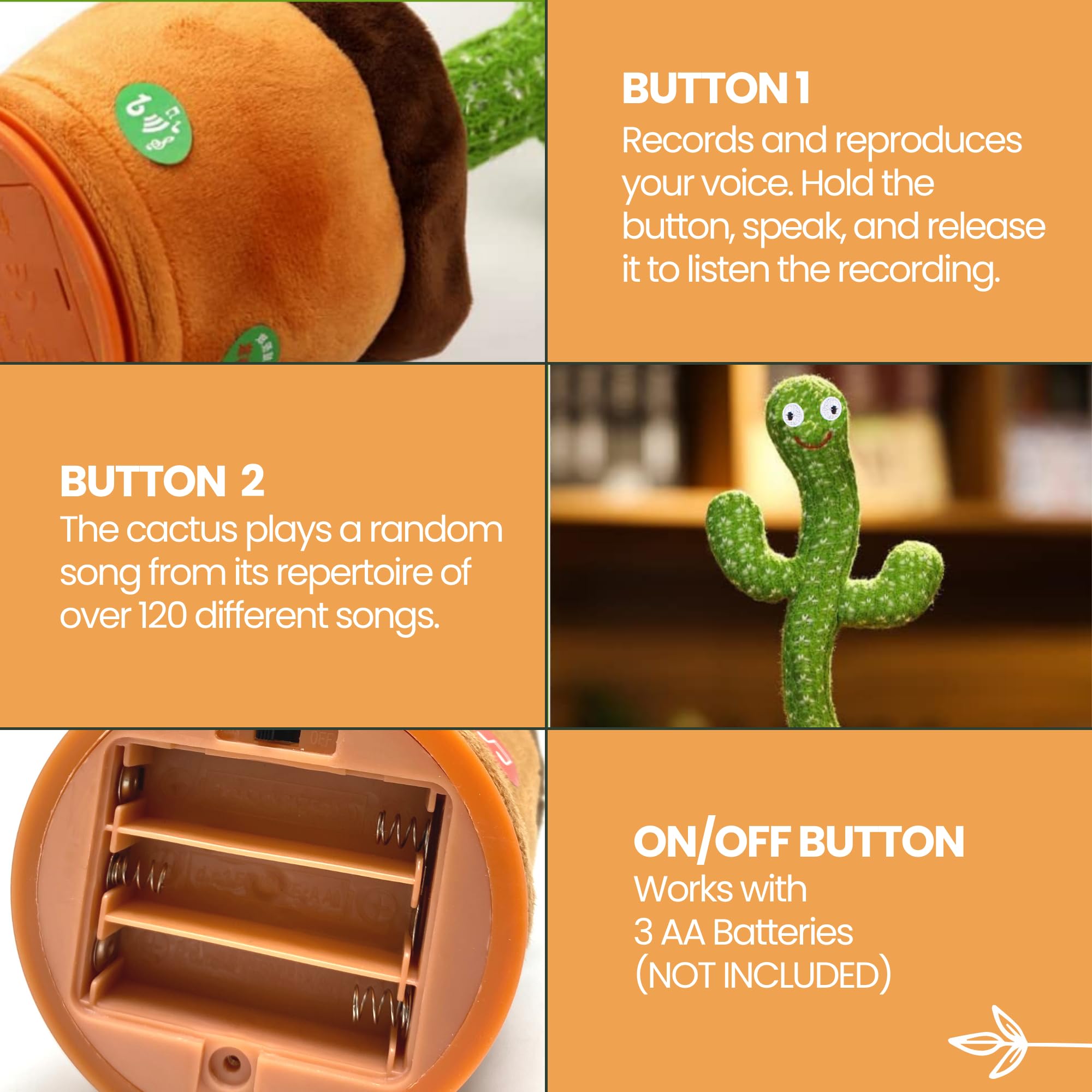 Cactus Di Peluche,Cactus Danzante con Movimento Elettronico, Luci e 120 Canzoni. Ornamento domestico.Batterie non incluse.
