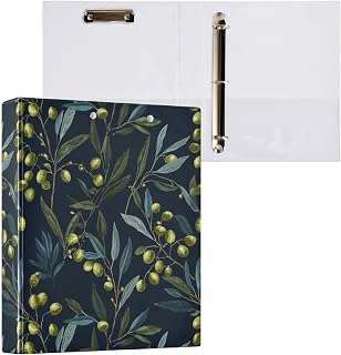 Kcldeci Hardcover 3 Ring Binder for Letter Size Paper,Green Branch Olive 1.5 Inch Round Rings, Binder Organizer for School/Office 1Pack