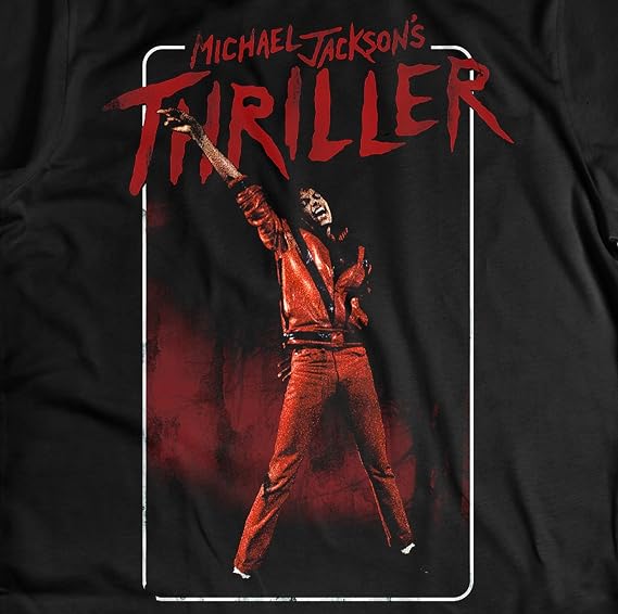 Michael Jackson Official Thriller T Shirt. Unisex Cotton T-Shirt. Regular Fit Jersey for Adults and Boys