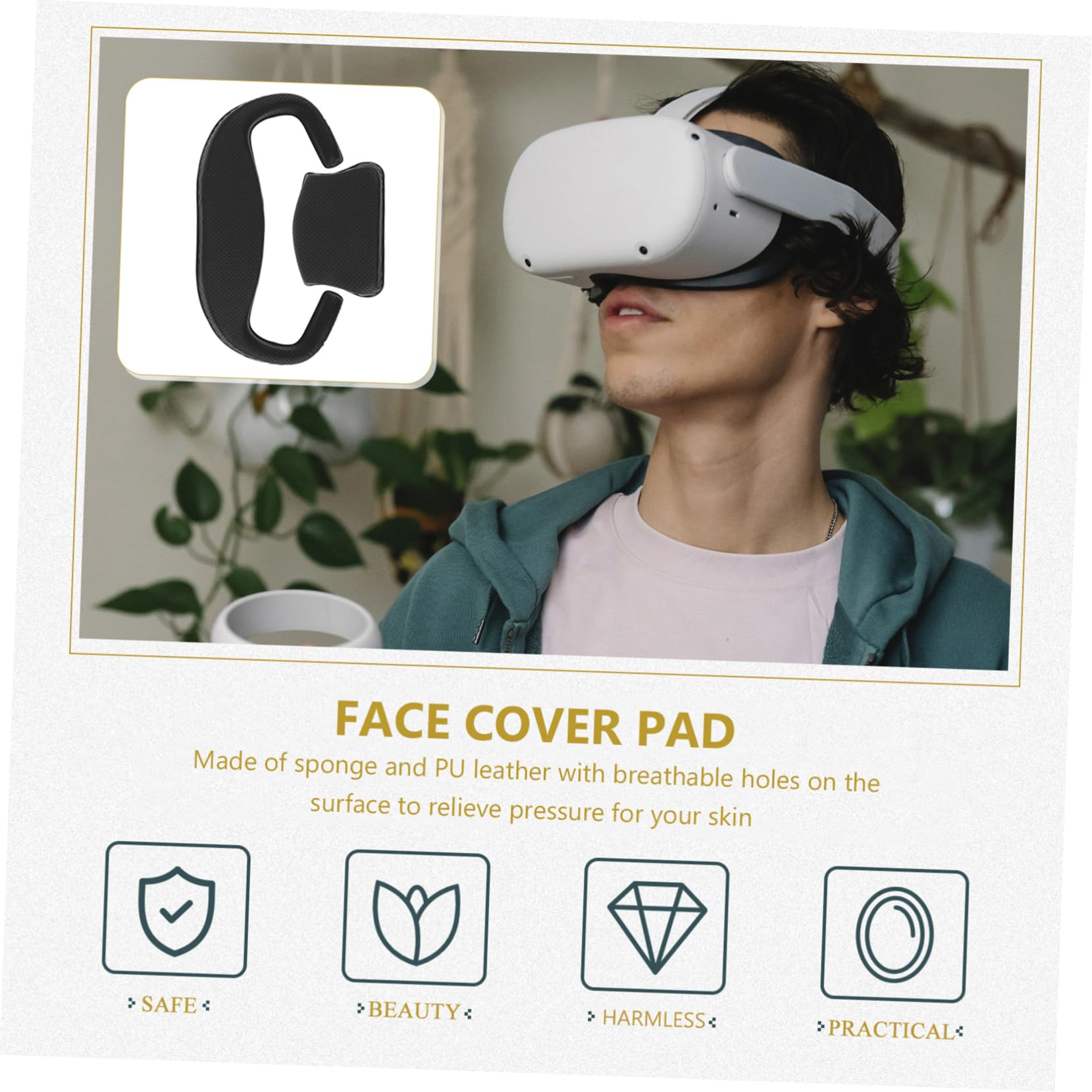 NUOBESTY 1Juego Cojín Facial VR de Sudor de Bloqueo para Crystal Accesorio de Virtual Instalación Rápida y Duradera