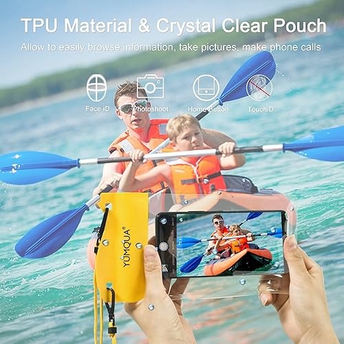 Miniatura 8 de YUMQUA Paquete de bolsa seca impermeable de 5L con 2 bolsas grandes impermeables para teléfono, Deportivo