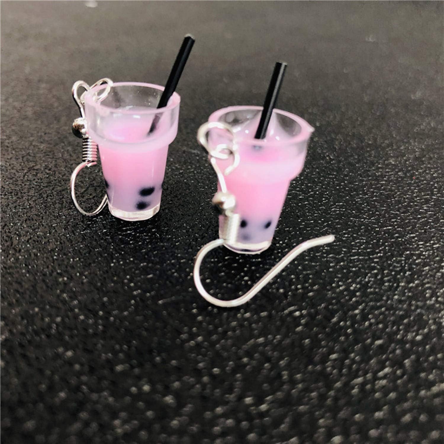 JinYu 3 Pairs Funny Acrylic Water Bottle Pendant Earrings, Cute Pearl Milk Tea Dangle Earrings Colorful Glass Bottle Funny Earrings for Women Unique - Image 4