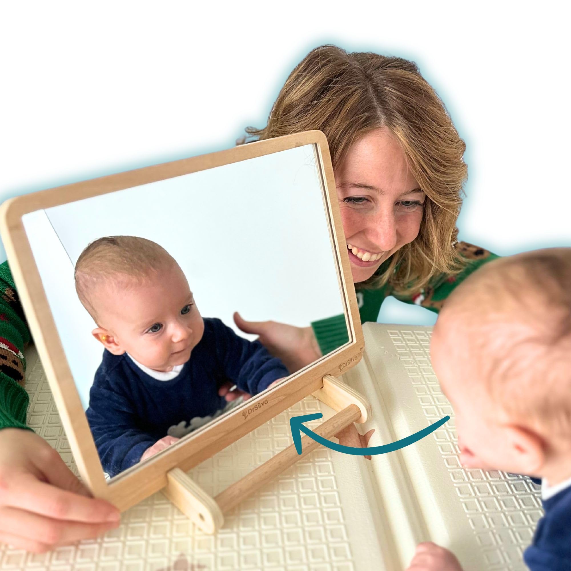 DrSilva Miroir Montessori pour bébé 0-3-6-9-12 mois Idéal pour le Tummy time | Jeux éducatifs en bois Montessori pour enfants