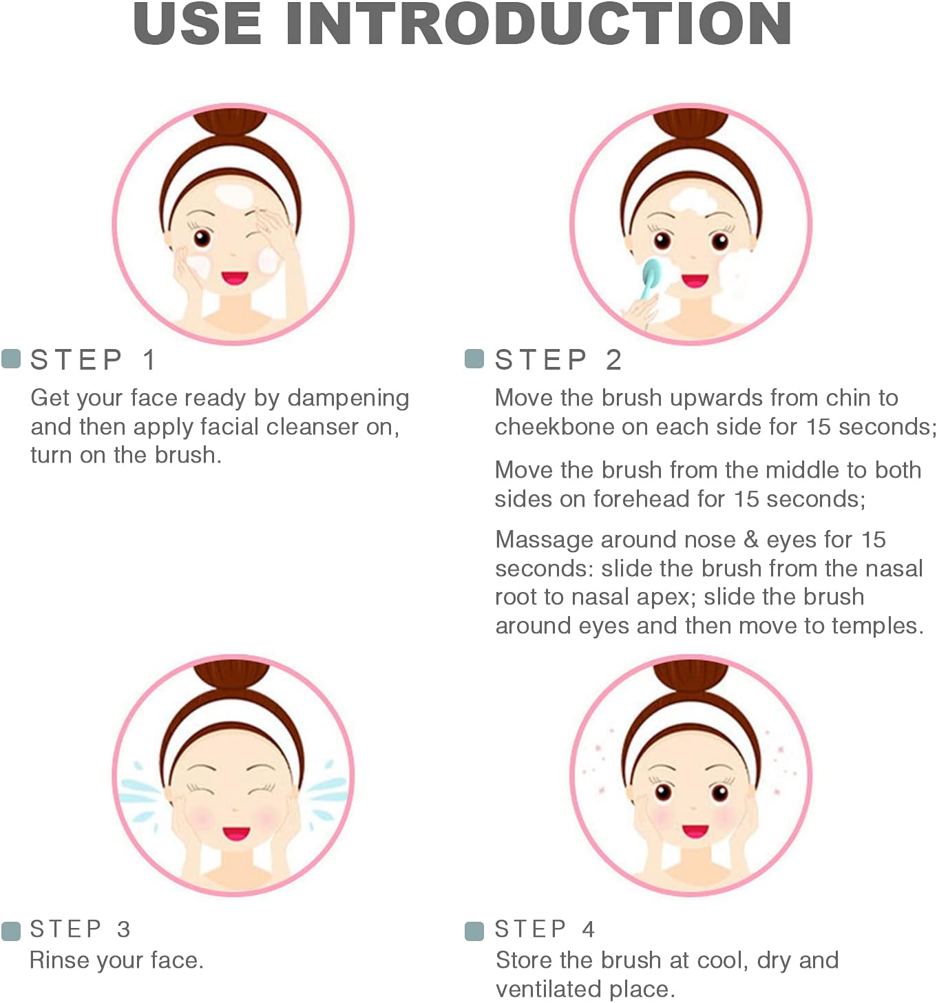 TUGOKU Sonic Facial Cleansing Brush Waterproof Scrub Face Brush for Men & Women Rechargeable Brushes Deep Cleansing Gentle Exfoliating Removing Blackhead Massaging (Blue) 7.4x1.4x0.8 Inch (Pack of 1)