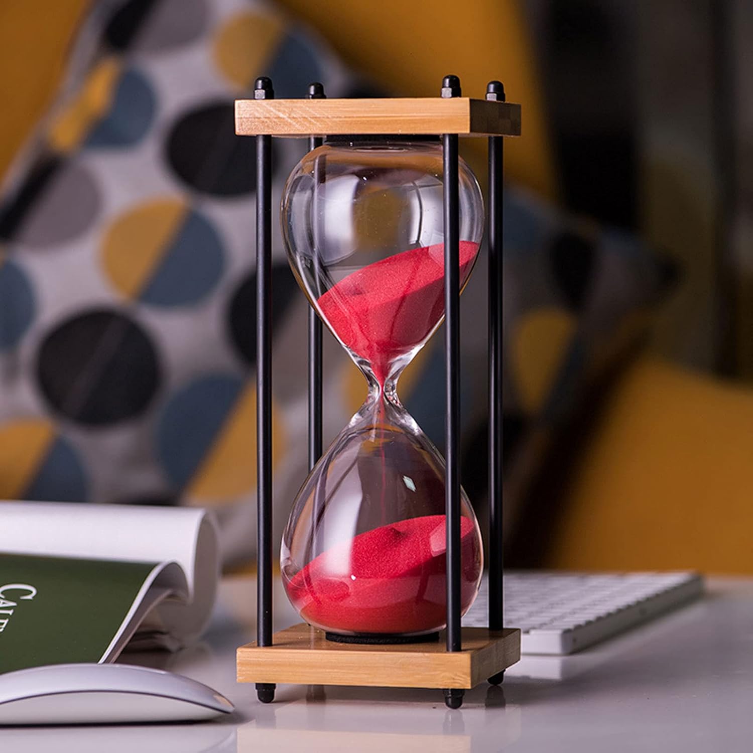 Hourglass Timer, Large Colorful Glass Hourglass - 30-Minute Vintage Sand Timer for Office & Home Decor(C)