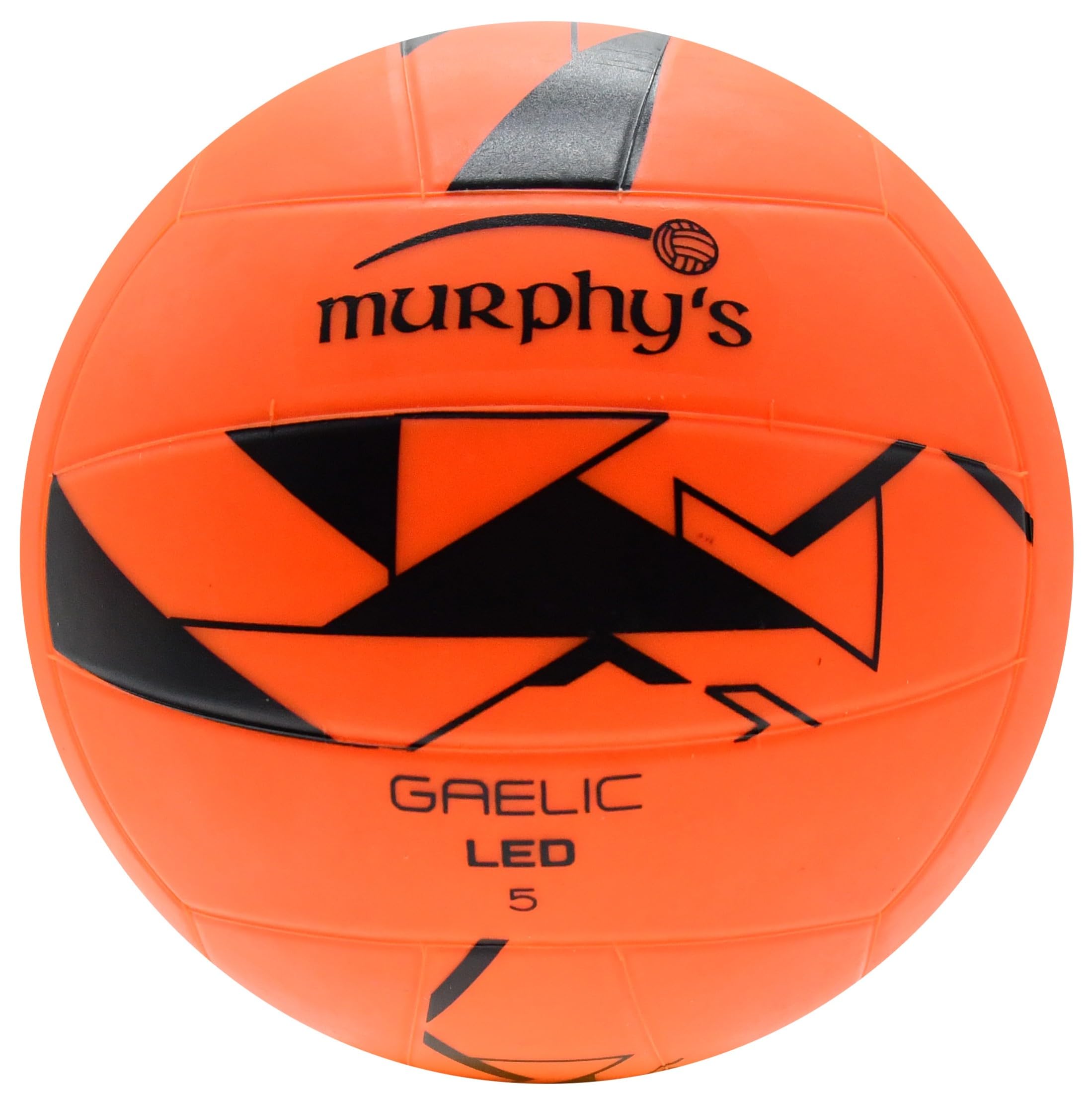 Precision Murphy's podświetlana gaelicka piłka nożna LED, świecąca w ciemności, odporna na wodę, neonowa pomarańczowa, wysokiej jakości gumowa konstrukcja, rozmiar 5