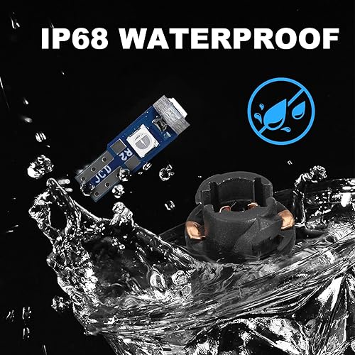 Miniatura 5 de Augeny 20 luces LED T5 para tablero de automóvil, 3030-3SMD de alta luz LED para automóvil con enchufe giratorio, bombilla LED interior automática