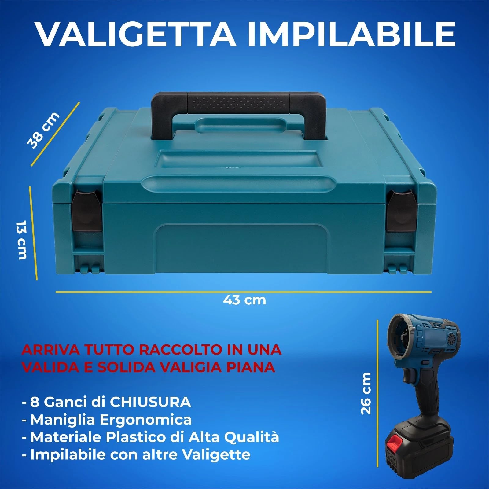 MAKA Avvitatore Trapano 8 in 1 Multifunzione a Batteria 68V Kit Professionale Idropulitrice Motosega Seghetto Smerigliatrice Soffiatore Valigetta Rigida