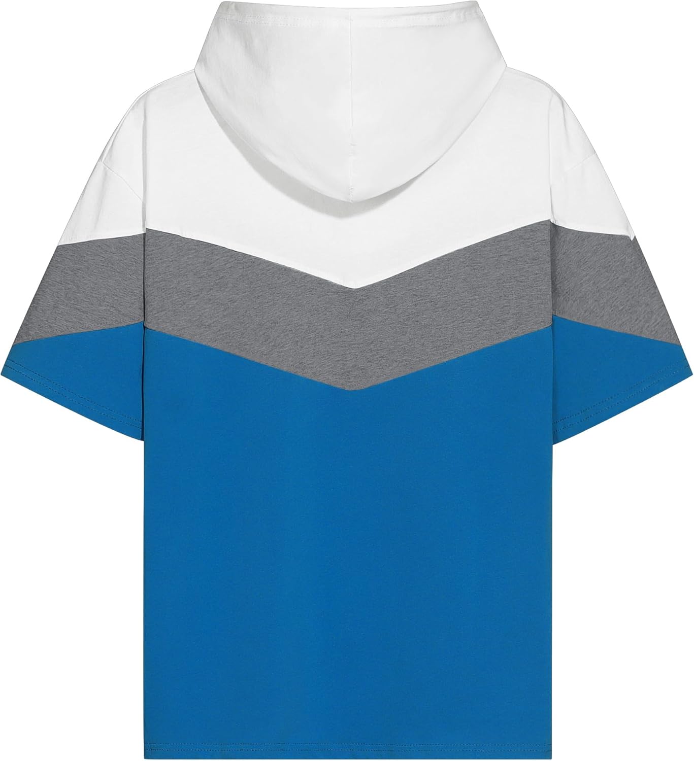 Mens Short Sleeve Hoodie Soft Cotton Color Block T-Shirt Pullover Big Pocket Half Sleeve Summer Sweatshirt - Image 4