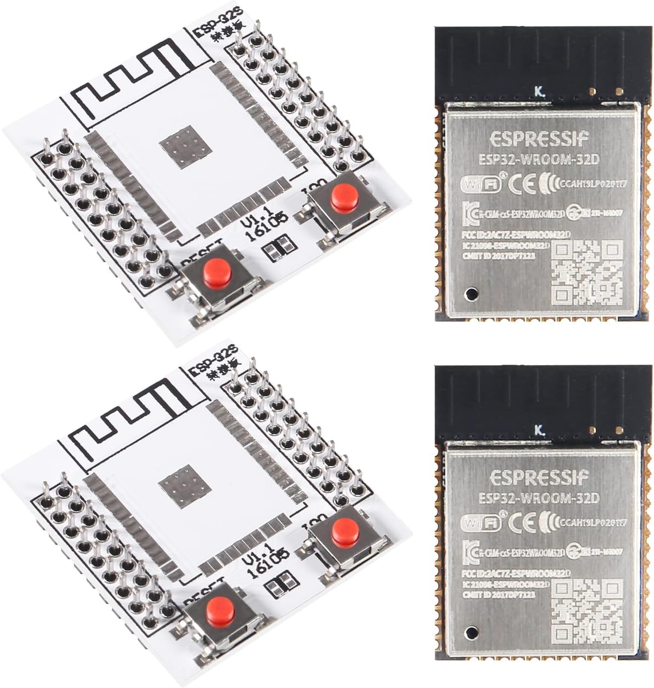 Alinan 2 Sets ESP-32S ESP-32F Module Matching Adapter Board WiFi Bluetooth Module + ESP-WROOM-32 ESP32 Module