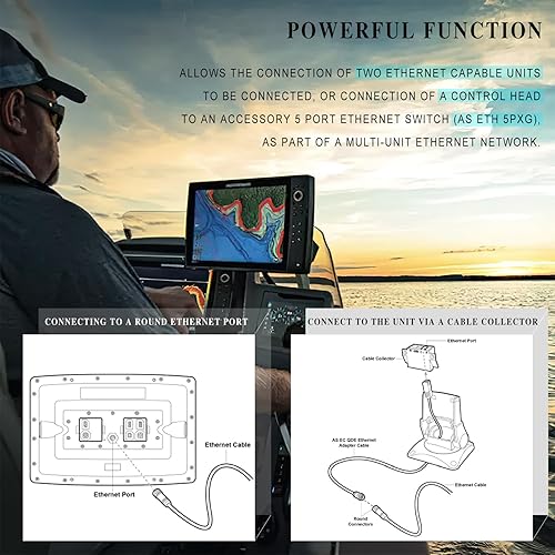 Miniatura 3 de 720073-5 Cable Ethernet de repuesto para barco Humminbird 720073-5 de 15 pies, compatible con todos los modelos Helix 15, Helix 12, Helix 10, Helix