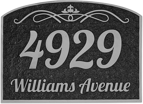 Placa de dirección vintage personalizada, hecha a mano de imitación de metal y nombre de calle, letrero de número de casa montado en la pared