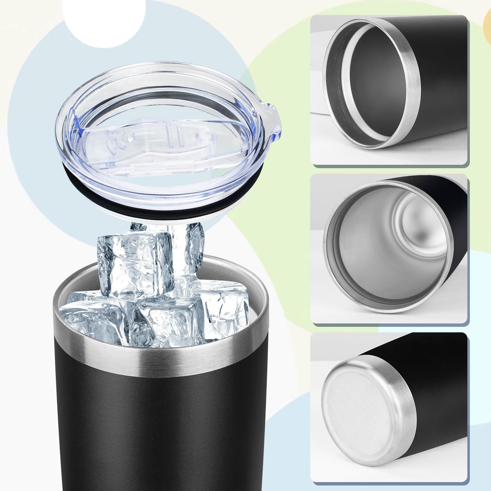 OWS grownups Trinkbecher mit Deckel, Edelstahl, isoliert, Reise-Kaffeebecher, doppelwandig, vakuumisoliert, Wasserbecher, Geschenk für Weihnachten, Damen, Herren, Ihn, Zuhause, Büro, Schwarz, 1 Stück